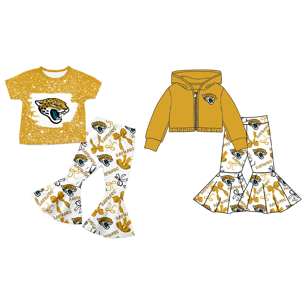 Custom moq 5 mix size milk silk summer teams baby girls clothes bow gold short sleeve pants sets and hooded long sleeve pants sets-25.7.21