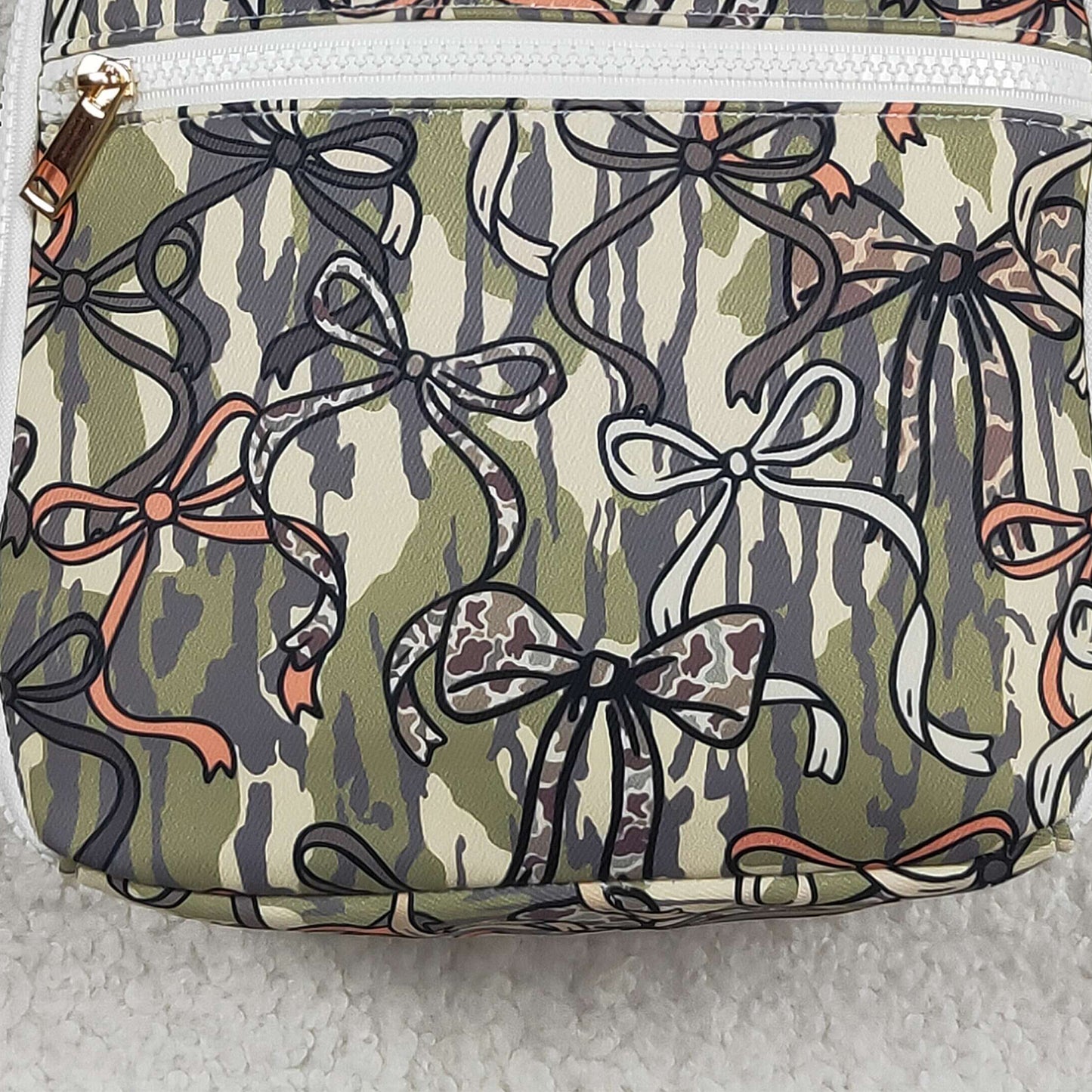 RTS NO MOQ BA0393 Little Kids Southern Olive Camo Bow Lunch Bags