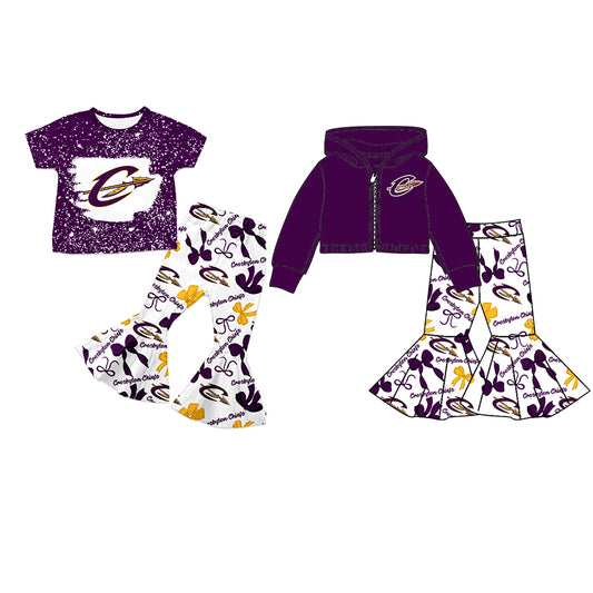 Custom moq 5 mix size milk silk summer teams baby girls clothes bow purple short sleeve pants sets and hooded long sleeve pants sets-25.7.22