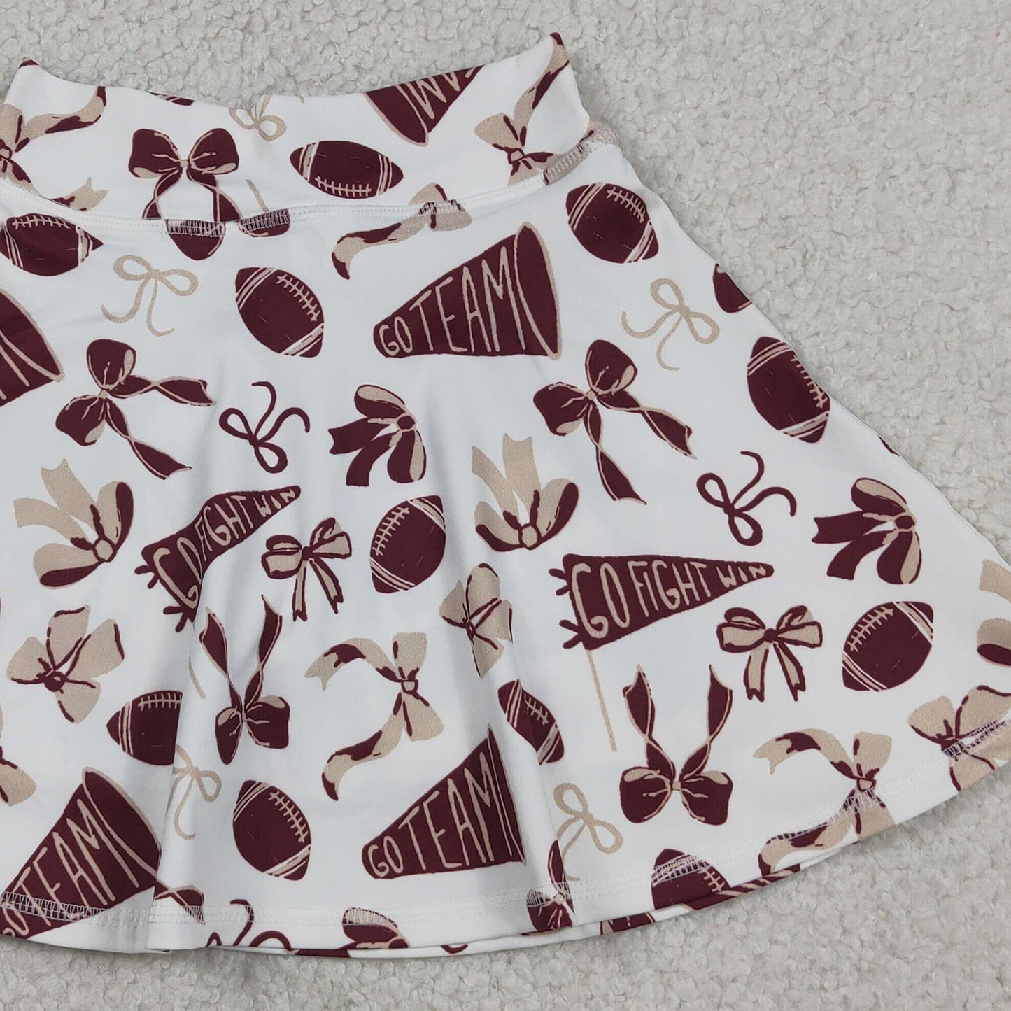 RTS NO MOQ GLK0139 Kids Girls Dark Red Bow Sport Yoga Skort Casual Bottoms
