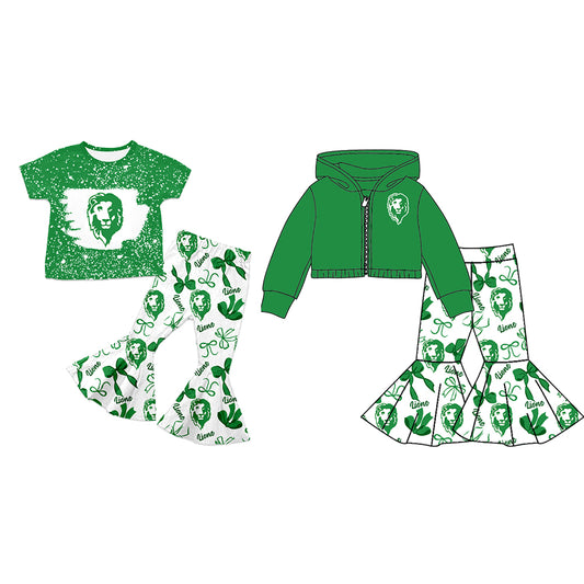 Custom moq 5 mix size milk silk summer teams baby girls clothes bow green short sleeve pants sets and hooded long sleeve pants sets-25.7.25