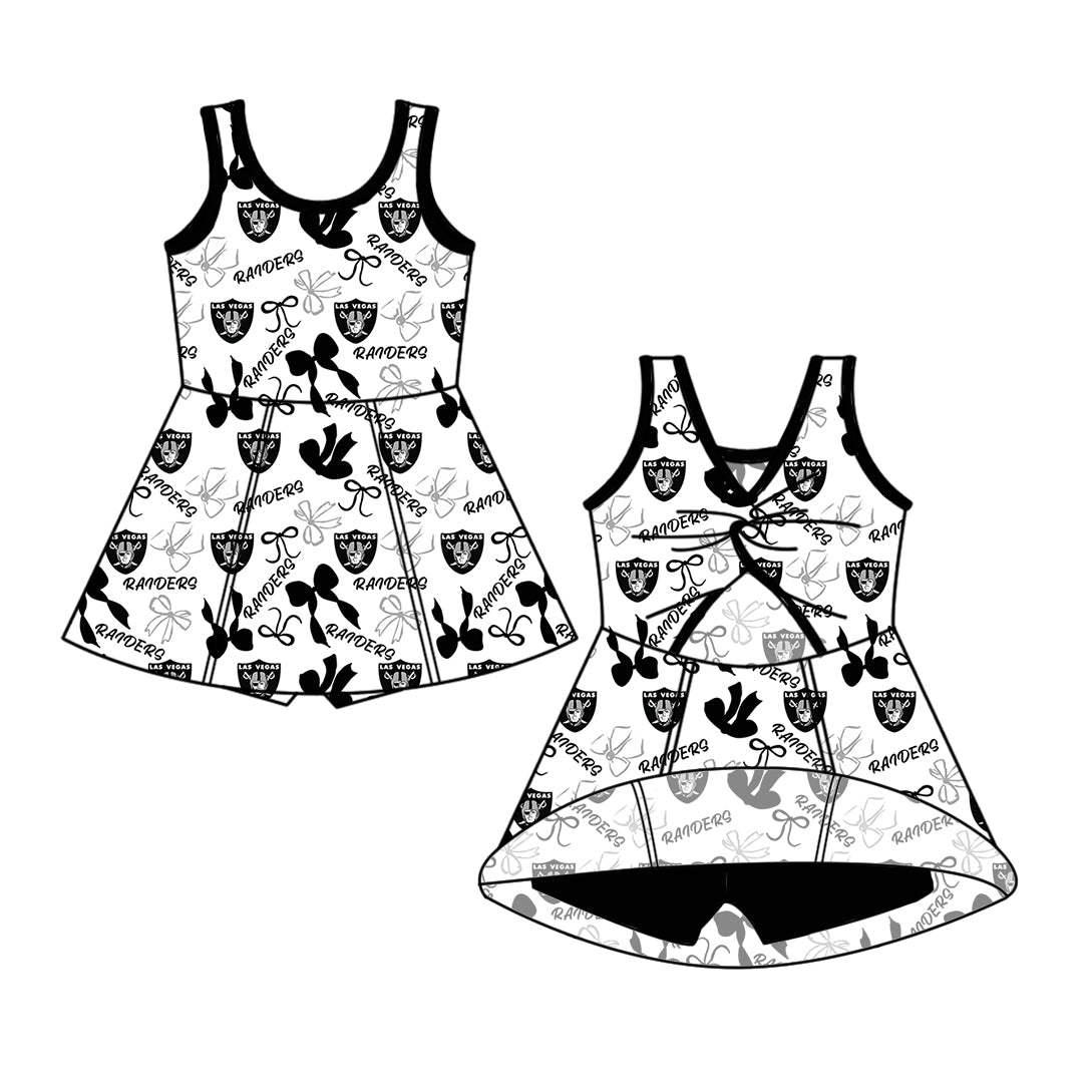 Custom moq 5 mix size milk silk summer teams Baby Girls Black Bow Vest Top Skirt Shorts Sets Sleeveless Knee Length Dresses Yoga Shorts Yoga Active Outfit