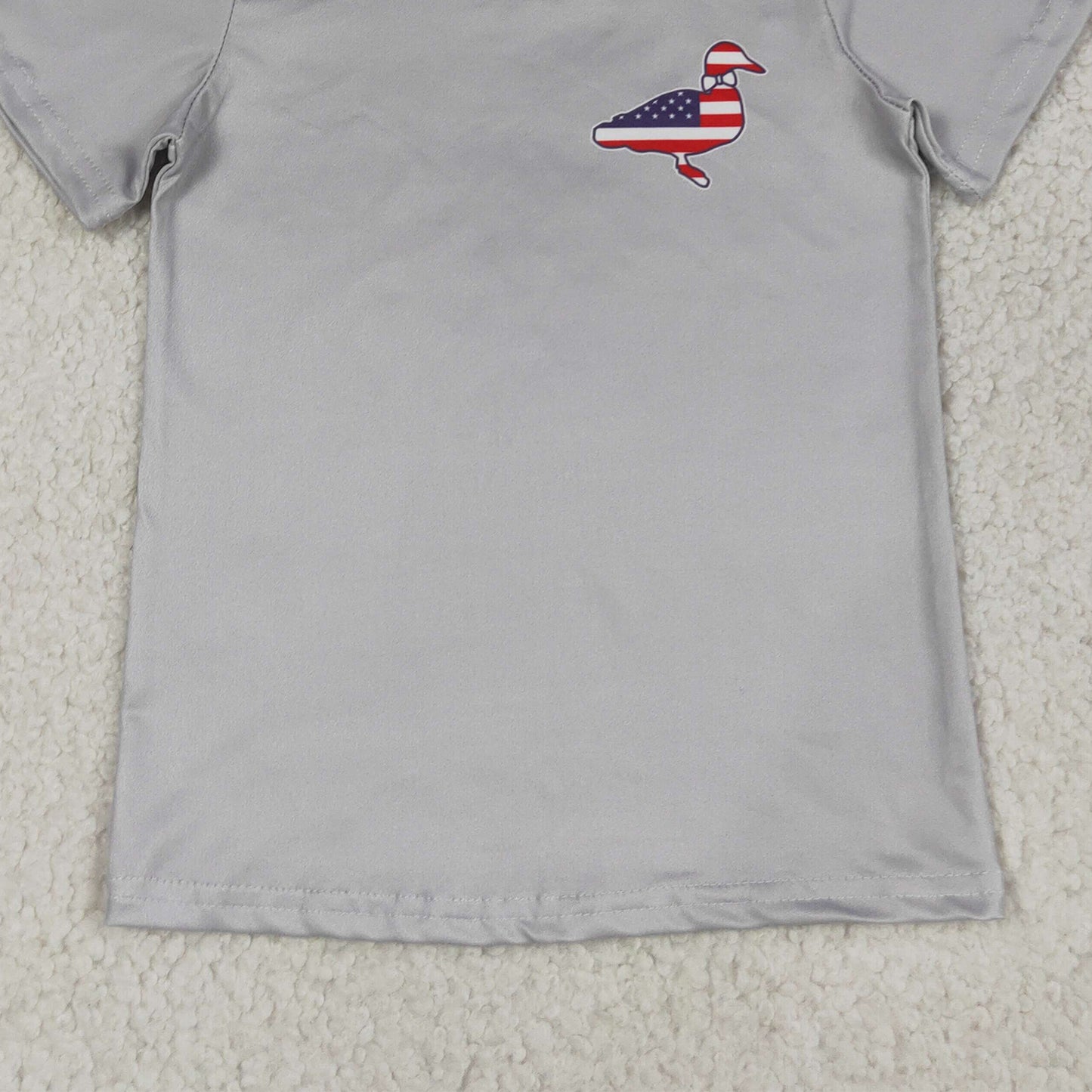 RTS NO MOQ milk silk BT1199 Baby Boys Grey Casual Short Sleeve Flag Ducks 4th of July Tee Tops