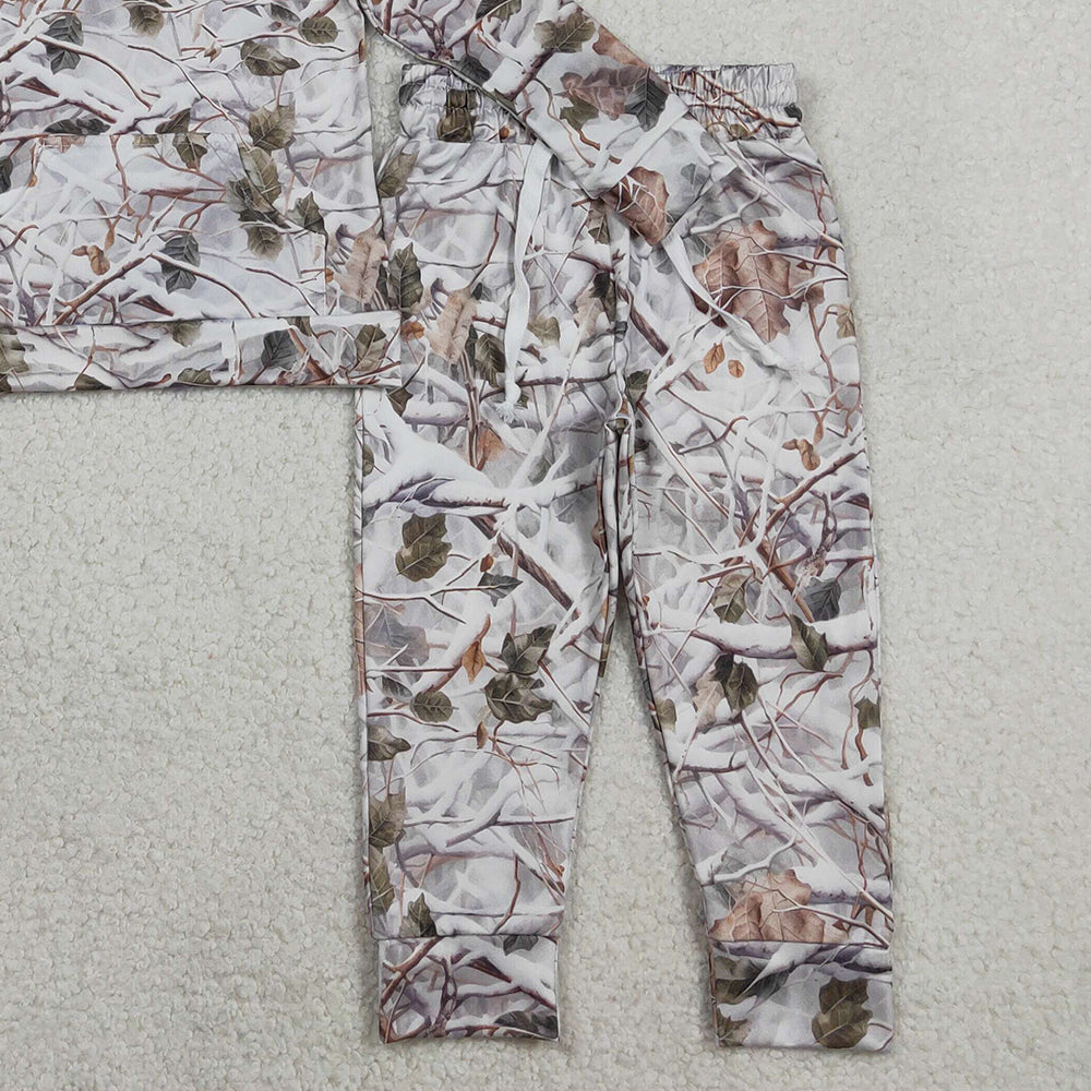 RTS NO MOQ BLP1400 Baby Boys Southern Leaves Camo Hoodie And Jogger Set with Pockets Baby Outfit Clothes Set