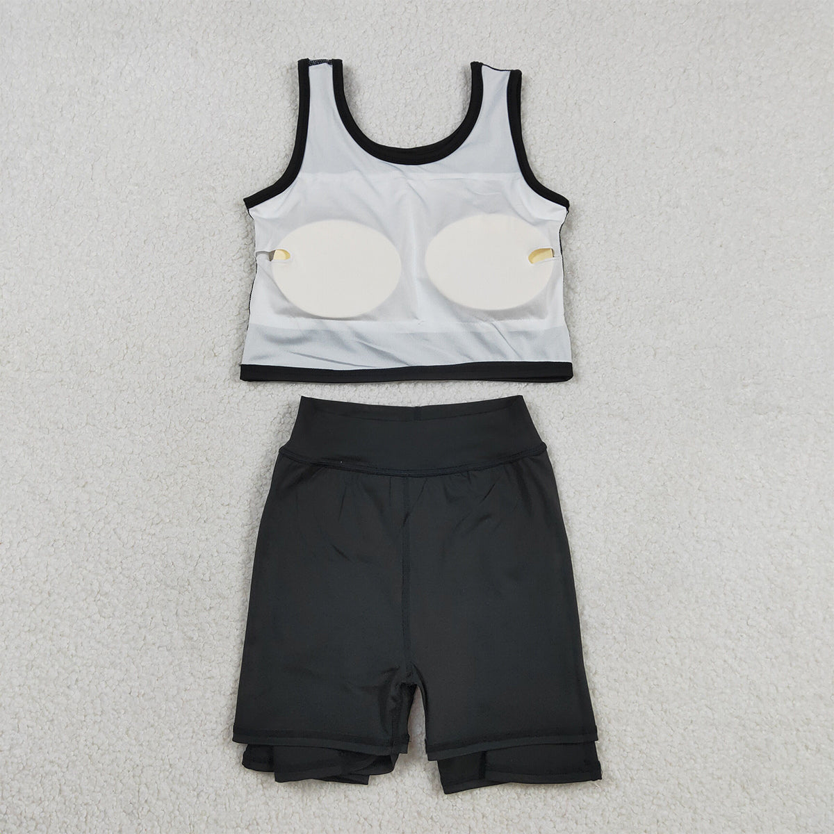 RTS NO MOQ GSD1982 Baby Girls Black Vest Top Yoga Sports Skorts Outfit Set Cute Active Wear Clothing