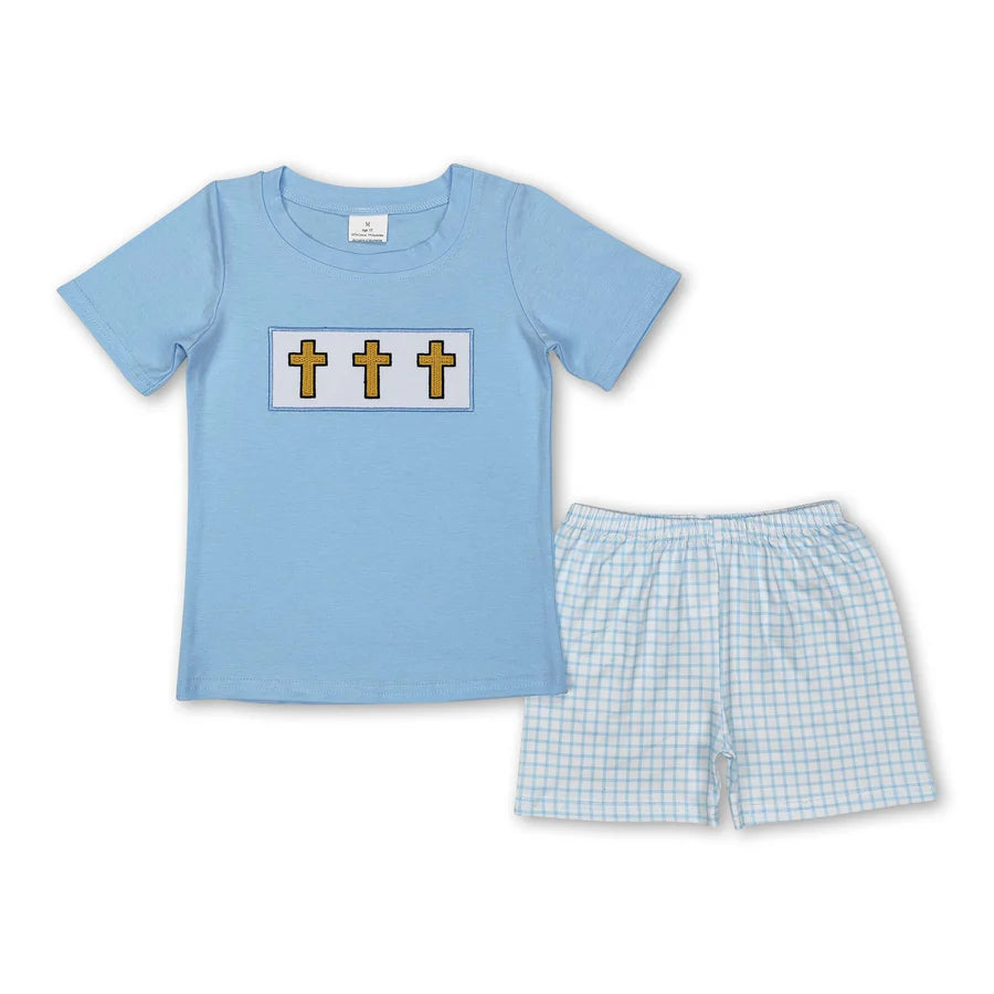 RTS NO MOQ Sibling Baby Boys Popstick Shirt 4th Of July Shorts Sets