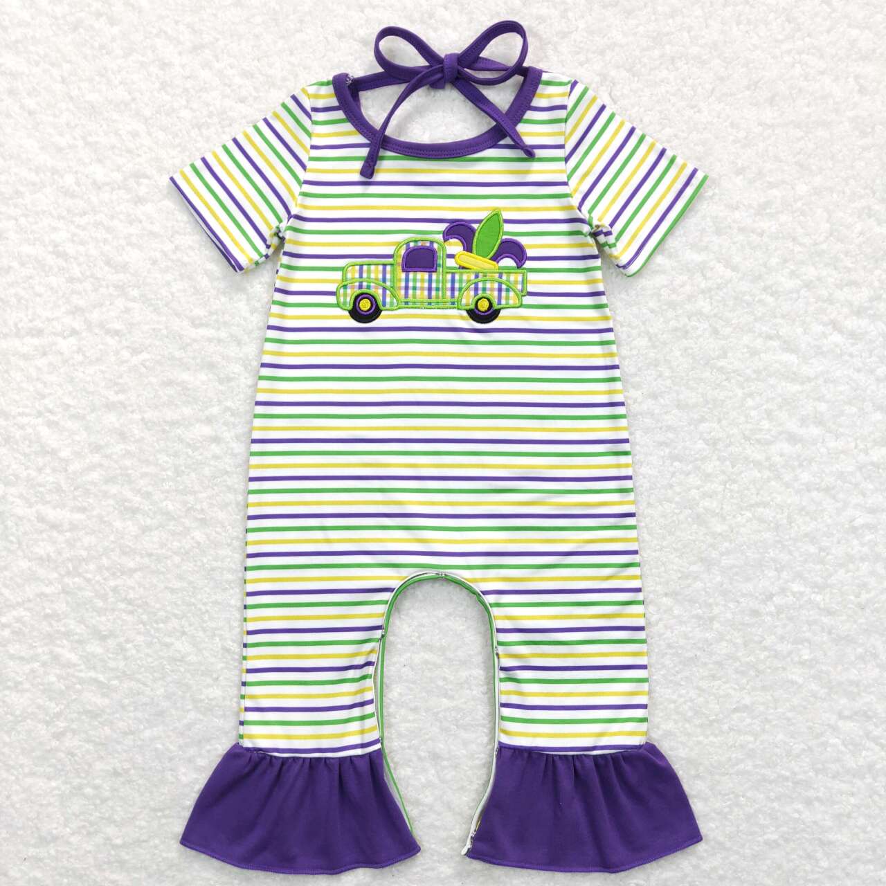RTS NO MOQ Sibling baby Girls Boys clothes embroideryMardi gras Pajamas Clothes Sets and rompers