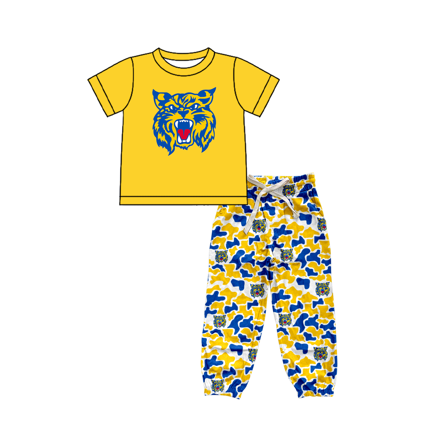 custom moq 5 mix size XY062601 Baby Boys Short Sleeve Top And Camouflage Drawstring Waist Pants Clothes Set