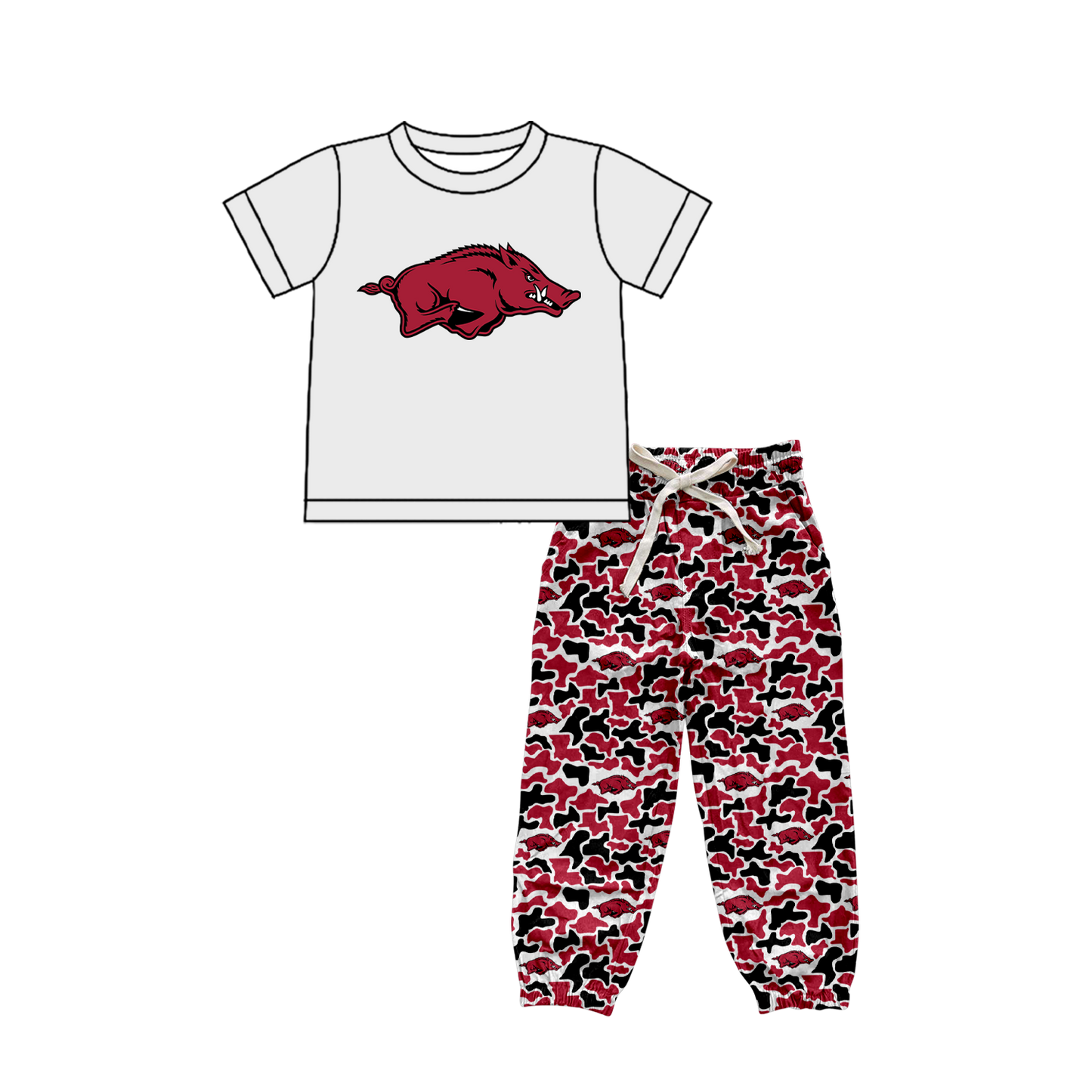 custom moq 5 mix size XY062504 Baby Kids Short Sleeve Shirt Camo Long Pants Set