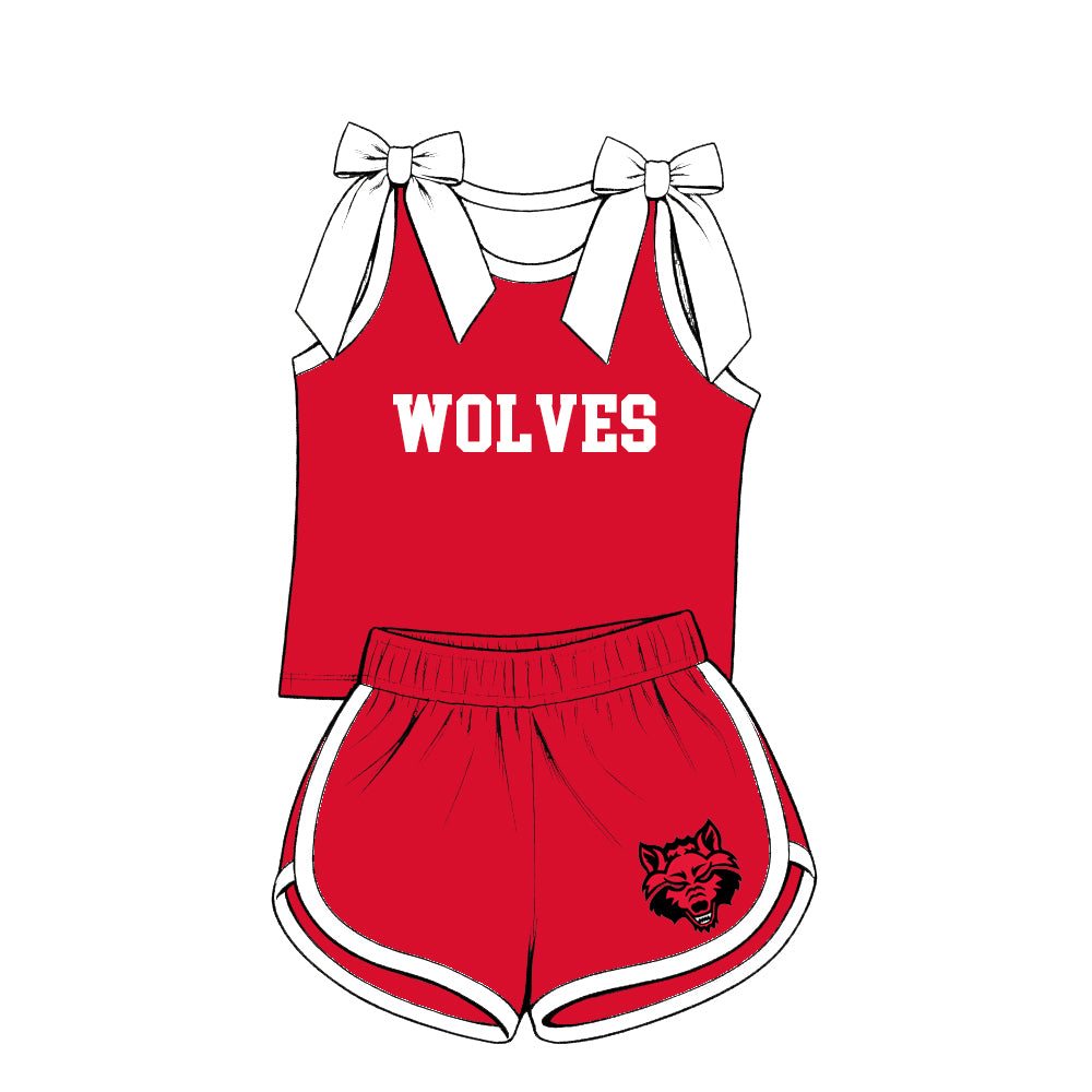 custom moq 5 mix size XY071501 Baby Girls Bow Sleeveless Tank Top Shorts Summer Team Outfit
