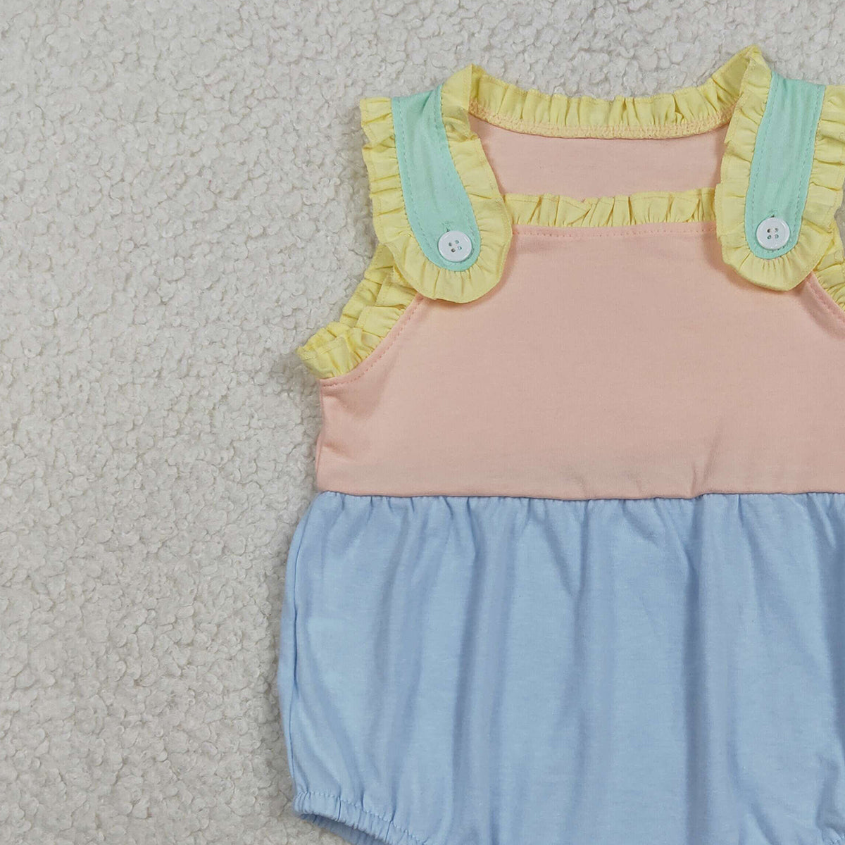 RTS NO MOQ SR3772 Baby Girls Sleeveless Rompers Pink Blue Ruffle