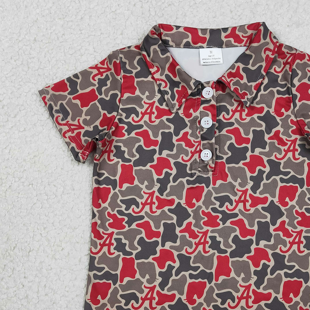 RTS NO MOQ BT1698  Baby Boys Camouflage Team Button Polo Shirts Short Sleeve Top for Kids