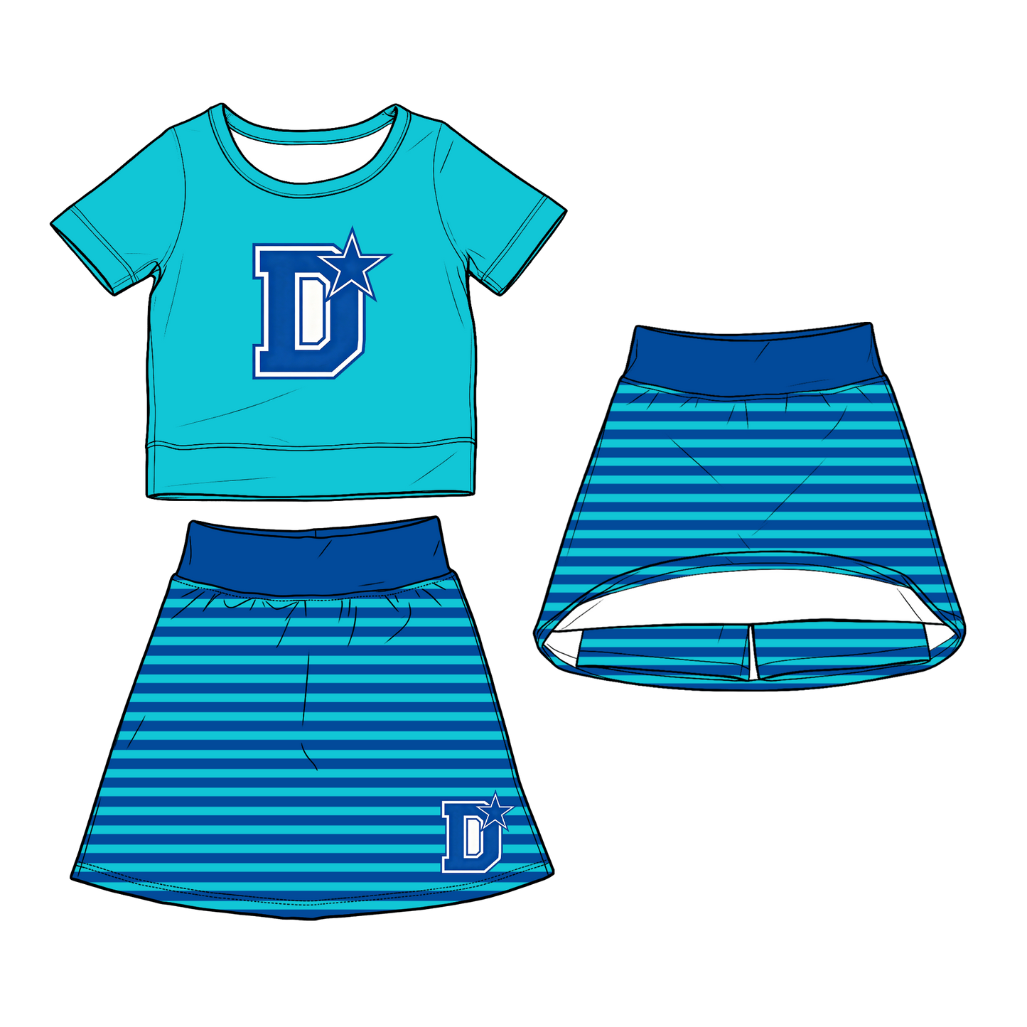 custom moq 5 mix size XY070101 Baby Girls Summer Short Sleeve Top Striped Skirt Cute Set