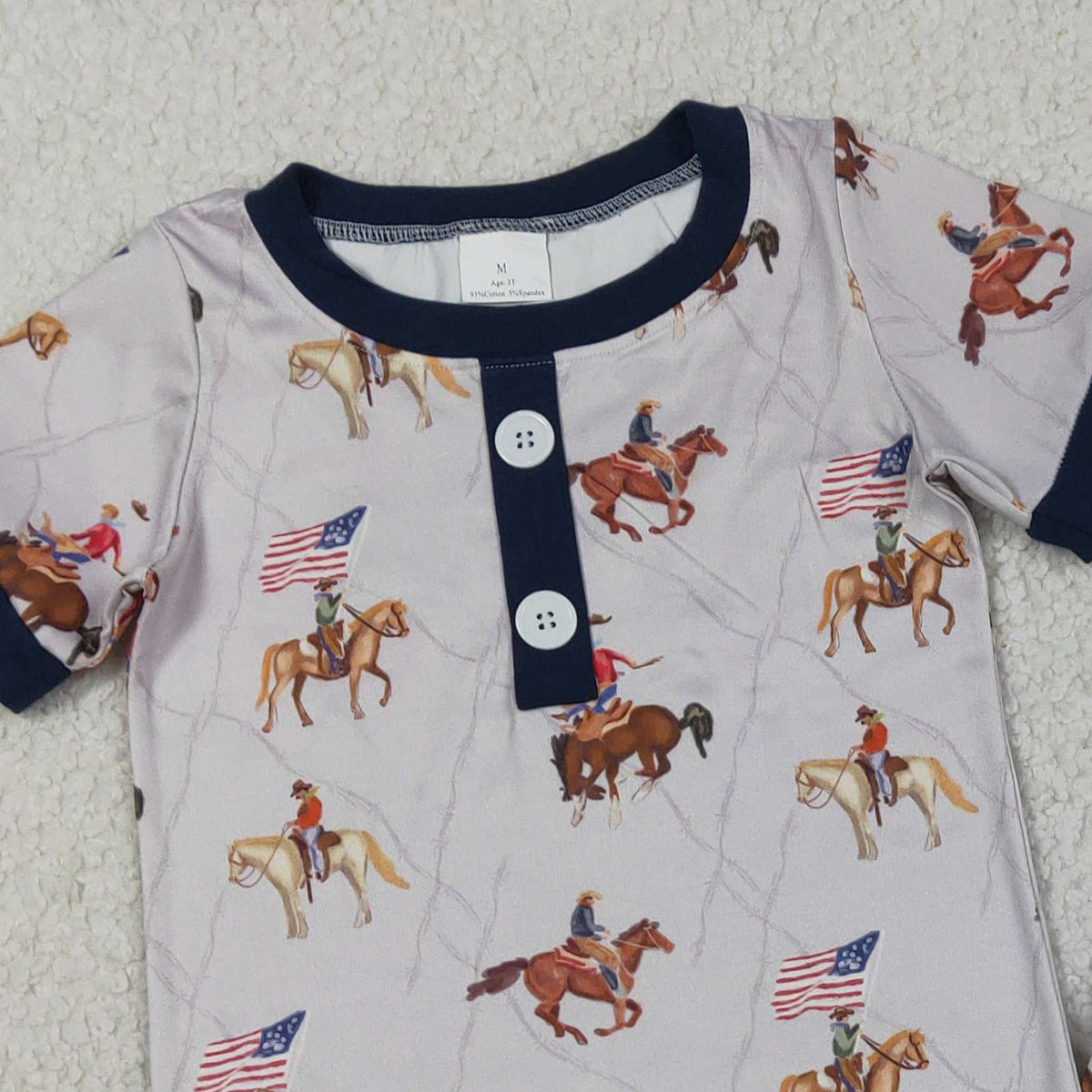 RTS NO MOQ BSSO1497 Baby Boys 4th of July Pajamas Set Button Top Short Outfit