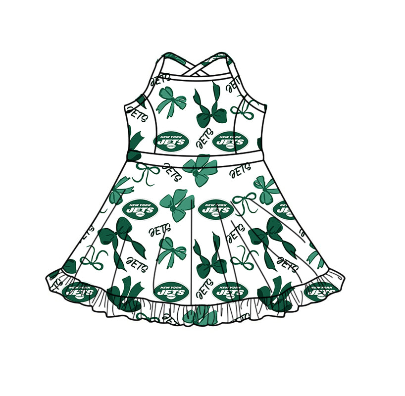 Custom moq 5 mix size milk silk summer teams Baby Girls Green Bow Vest Top Skirt Shorts Sets Sleeveless Knee Length Dresses Yoga Shorts Active Outfit