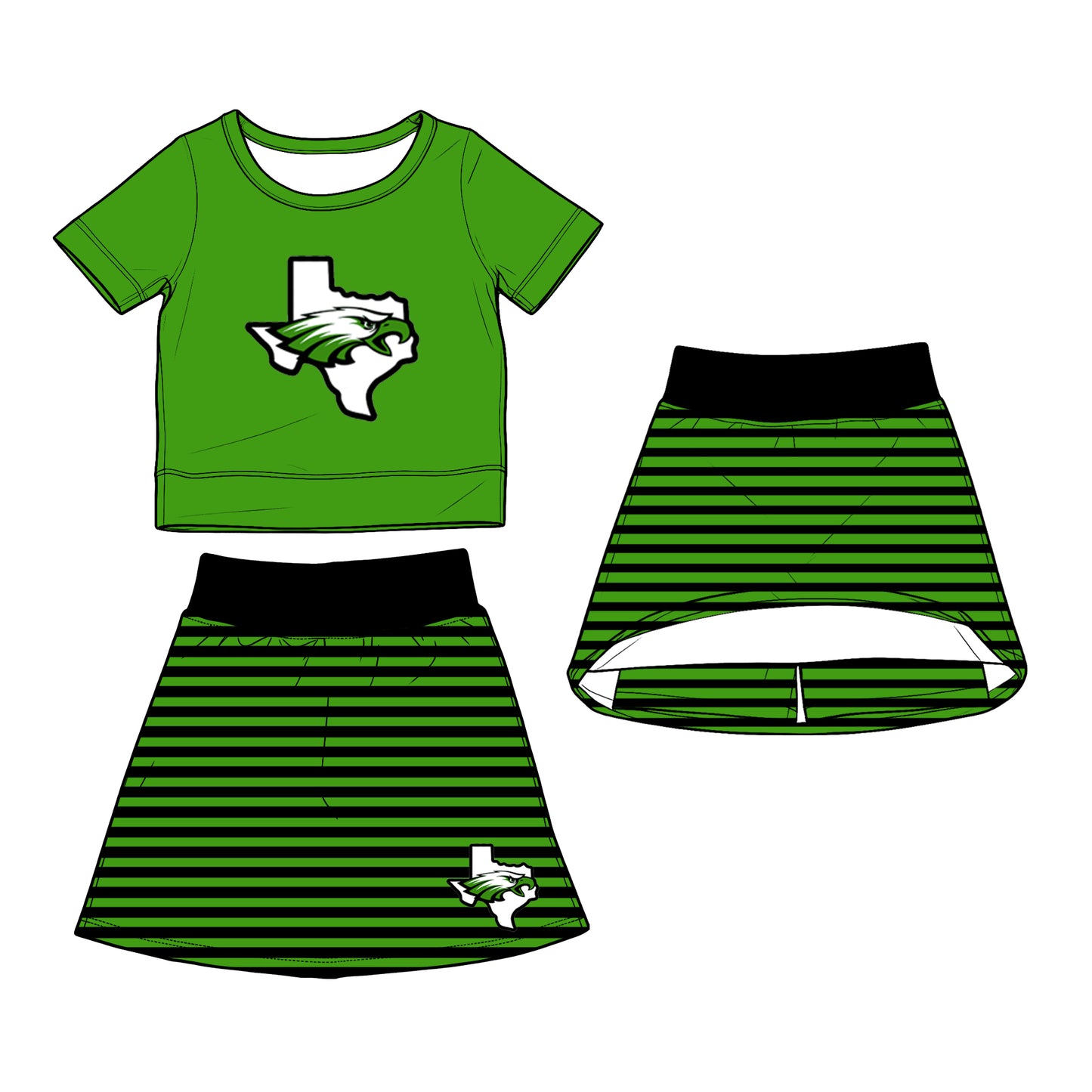 custom moq 5 mix size XY062901 Baby Girls Summer Short Sleeve Top Striped Skirt Outfit Set