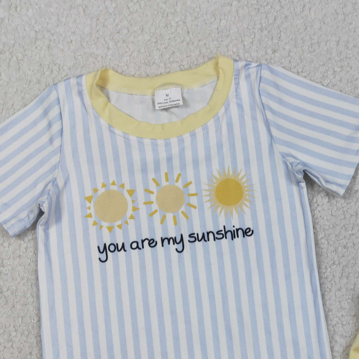 RTS NO MOQ BSSO1734 Baby Boys 'You Are My Sunshine' Striped Top with Pockets And Shorts Clothing Set