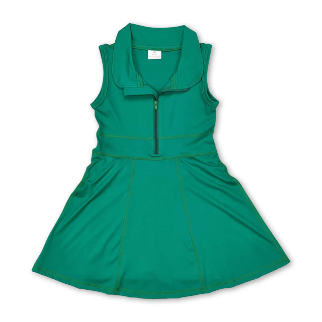 RTS NO MOQ Sibling Baby Girls Athletic Zip Active Wear Work Out Dresses