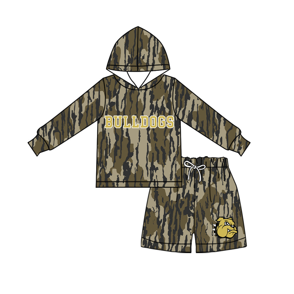 custom moq 5 mix size XY072301 Baby Kids Camo Long Sleeve Hooded Top Matching Camo Shorts Clothes Set
