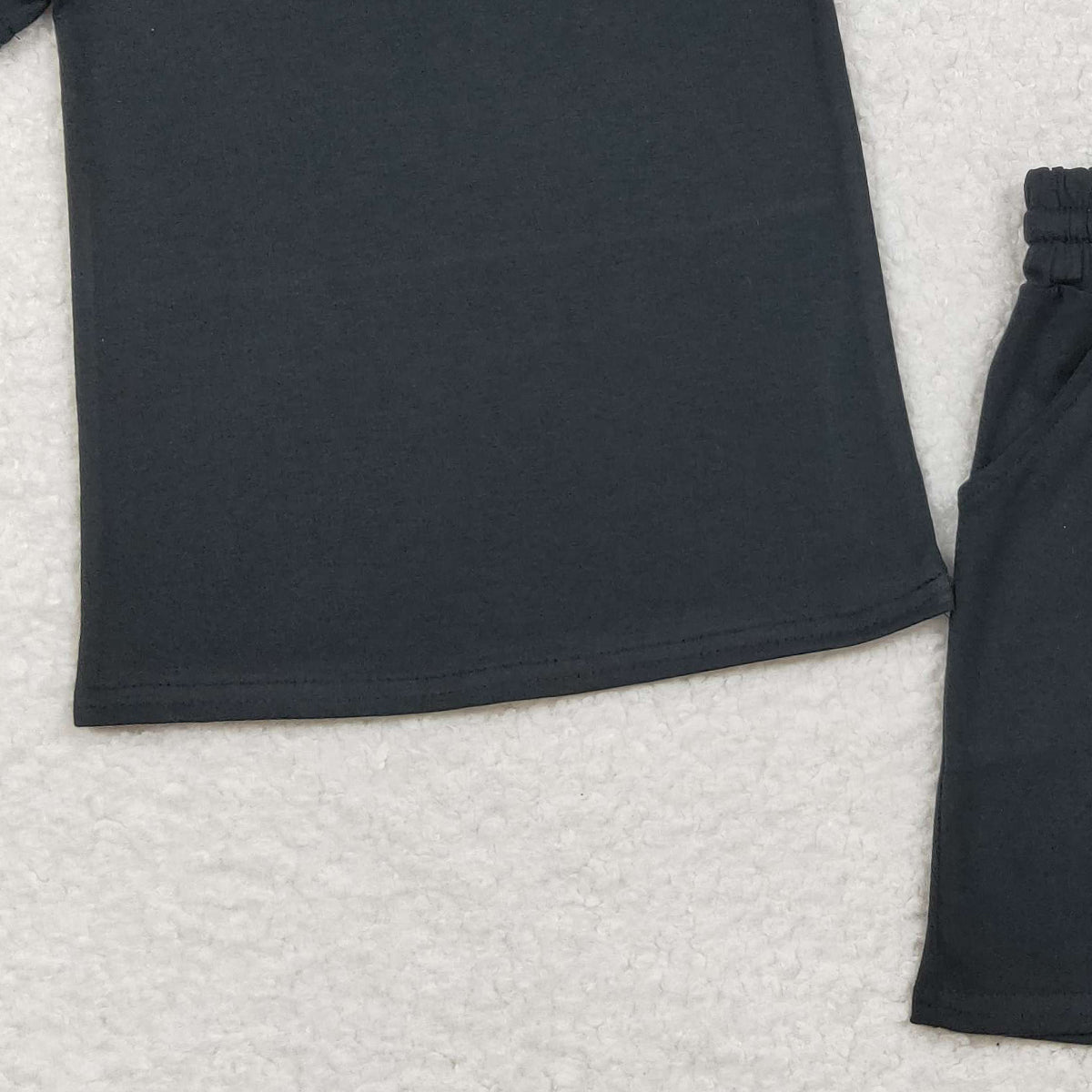RTS NO MOQ BSSO1889 Baby Boys Black Short Sleeve Shirt with Pockets And Matching Shorts Outfit Set