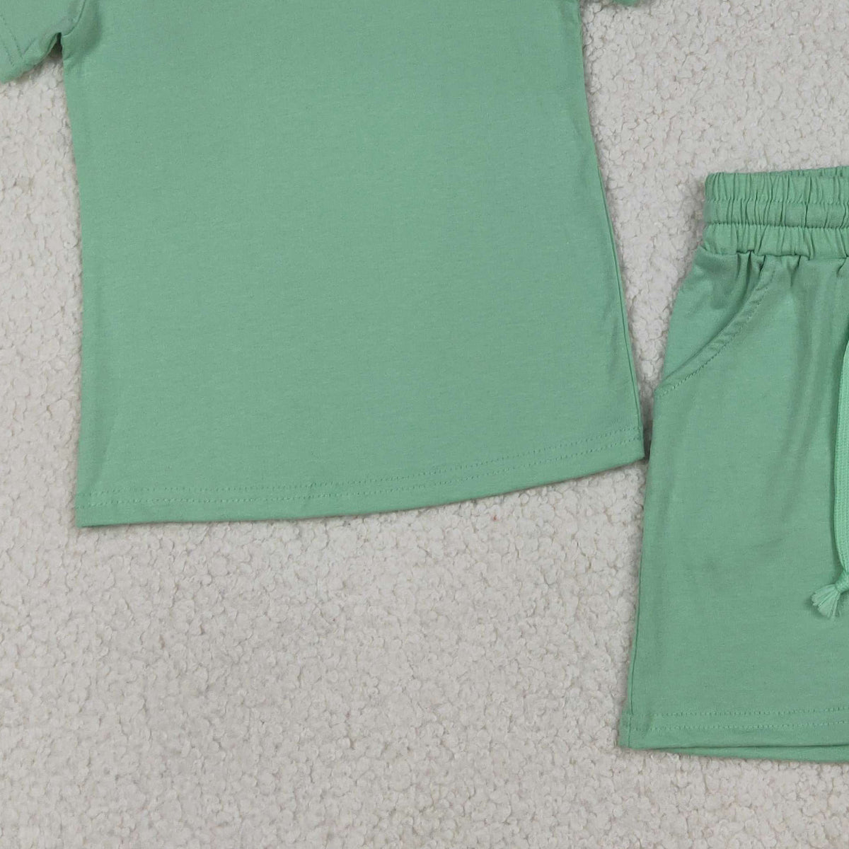 RTS NO MOQ BSSO1886 Baby Boys Green Short Sleeve Shirt with Pockets And Shorts Outfit Set