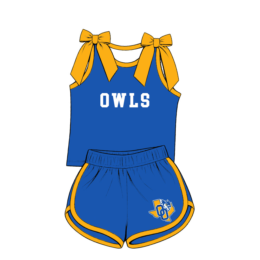 custom moq 5 mix size XY071501 Baby Girls Bow Sleeveless Tank Top Shorts Summer Team Outfit