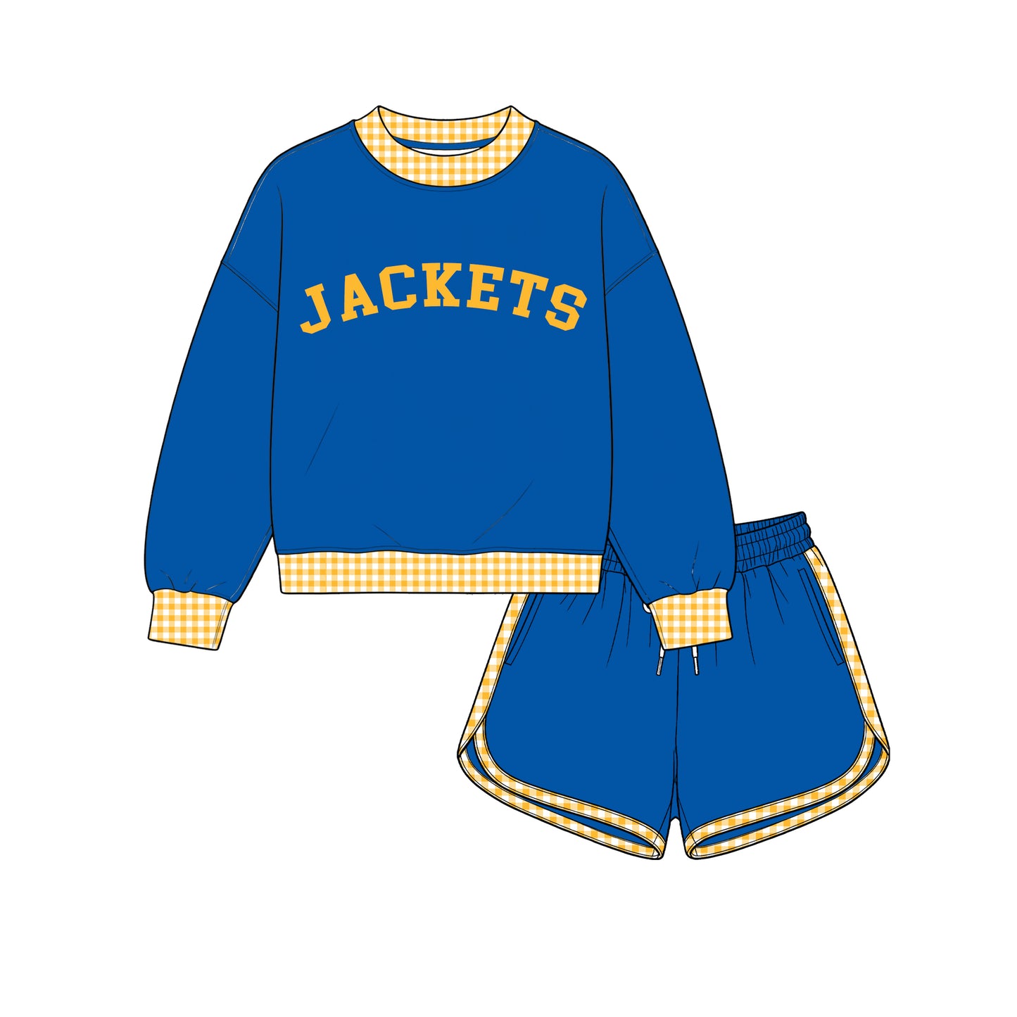 custom moq 5 mix size XY072201 Baby Kids Letter Print Checked Long Sleeve Top Shorts Team Clothes Set