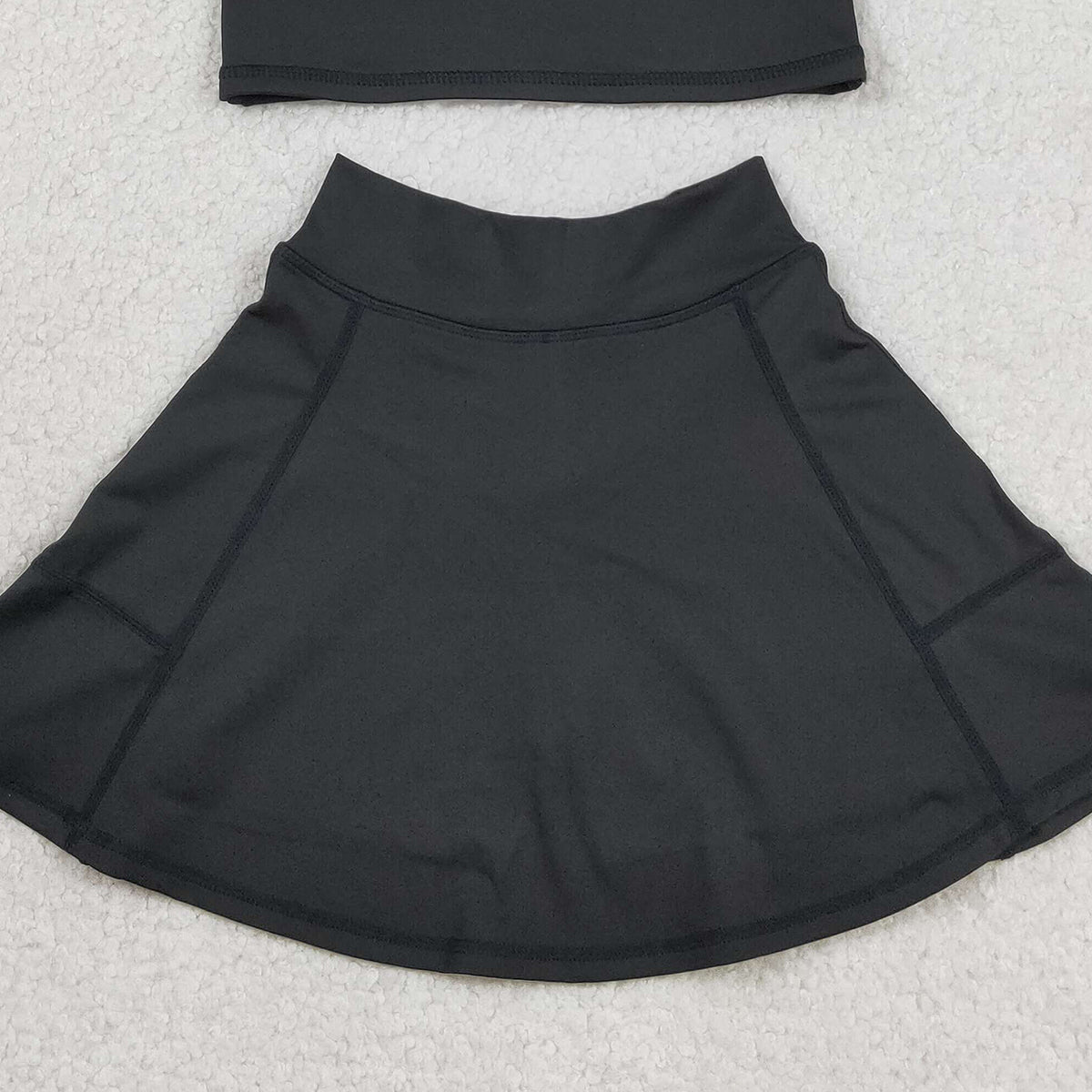 RTS NO MOQ GSD1982 Baby Girls Black Vest Top Yoga Sports Skorts Outfit Set Cute Active Wear Clothing
