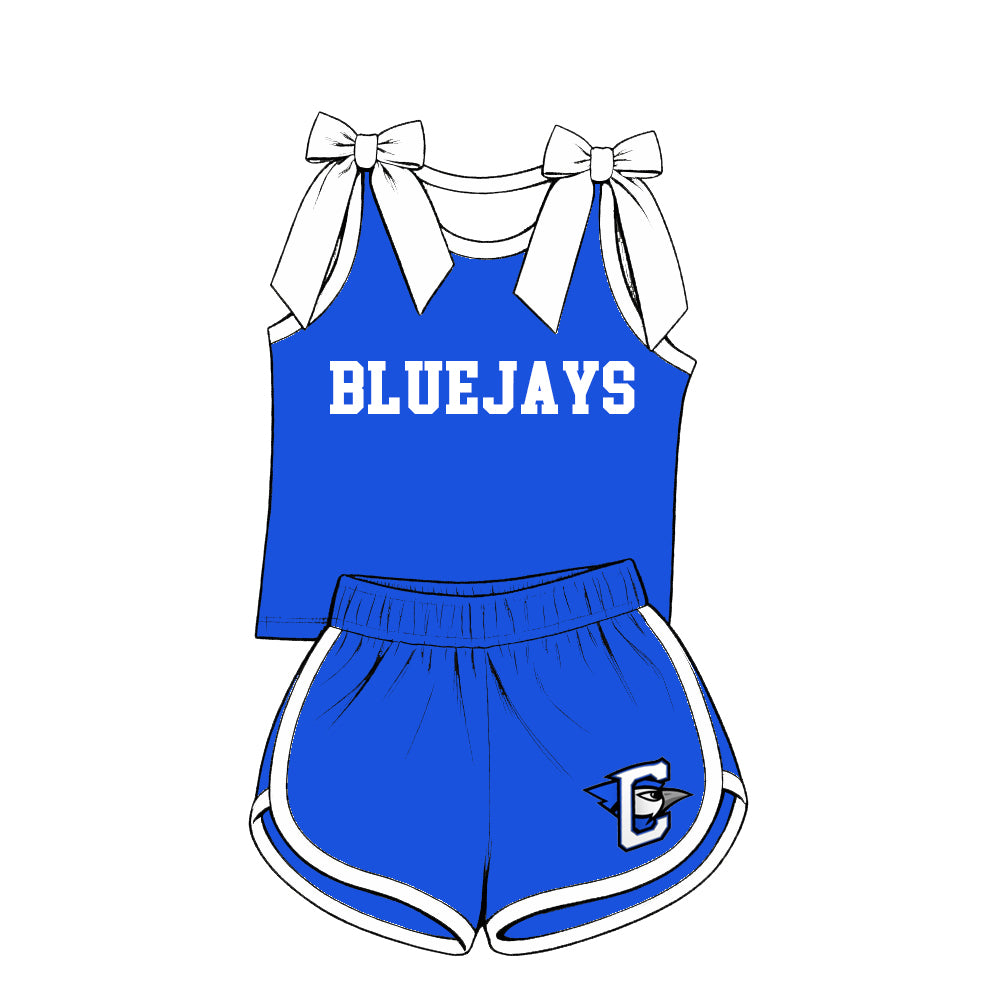 custom moq 5 mix size XY071401 Baby Girls Bow Sleeveless Tank Top Elastic Waist Shorts Team Outfit