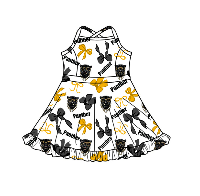 custom moq 5 mix size XY071801 Baby Girls Bows Print Strap Knee Length Yoga Skort Team Dress
