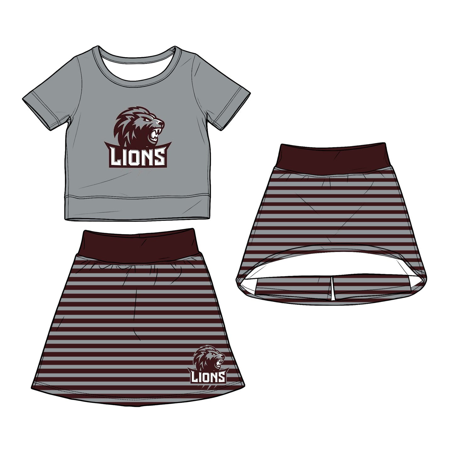 custom moq 5 mix size XY062901 Baby Girls Summer Short Sleeve Top Striped Skirt Outfit Set