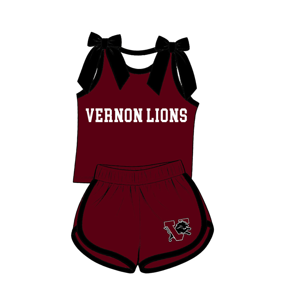 custom moq 5 mix size XY072001 Baby Girls Bow Sleeveless Letter Printed Top Shorts Summer Team Set