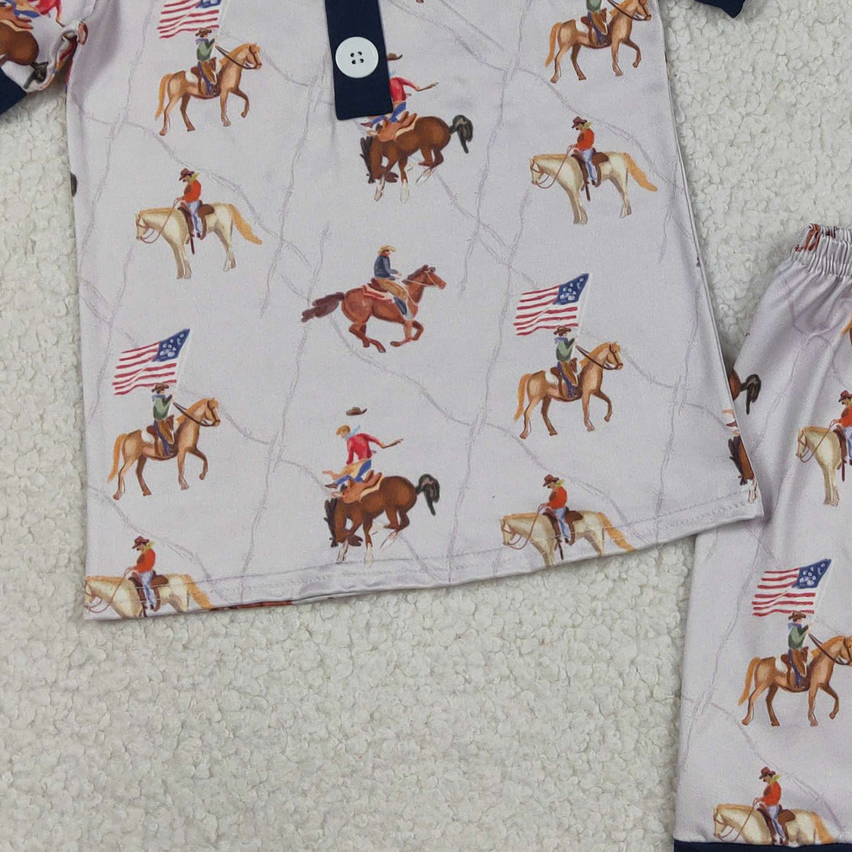RTS NO MOQ BSSO1497 Baby Boys 4th of July Pajamas Set Button Top Short Outfit