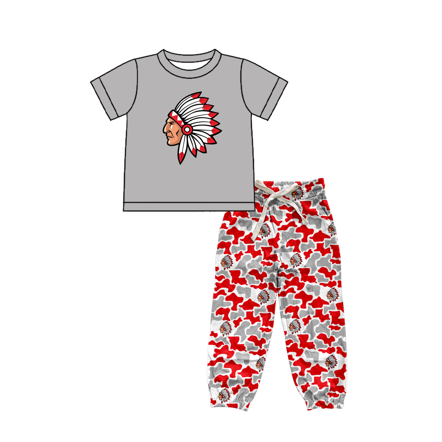 custom moq 5 mix size XY062701 Baby Boys Short Sleeve Top Drawstring Camouflage Pants Set