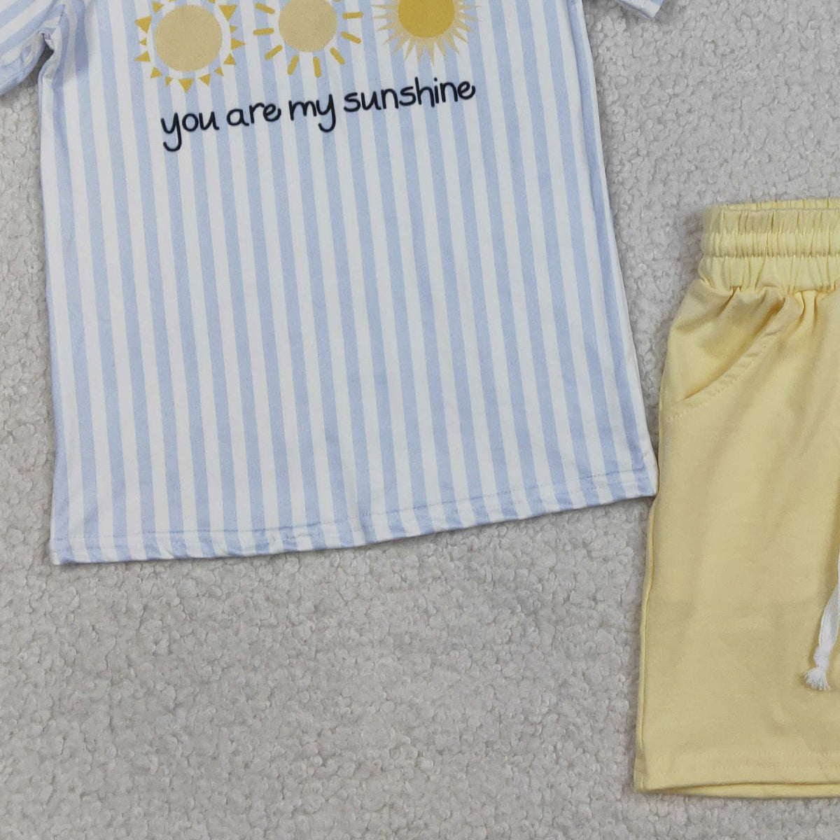RTS NO MOQ BSSO1734 Baby Boys 'You Are My Sunshine' Striped Top with Pockets And Shorts Clothing Set