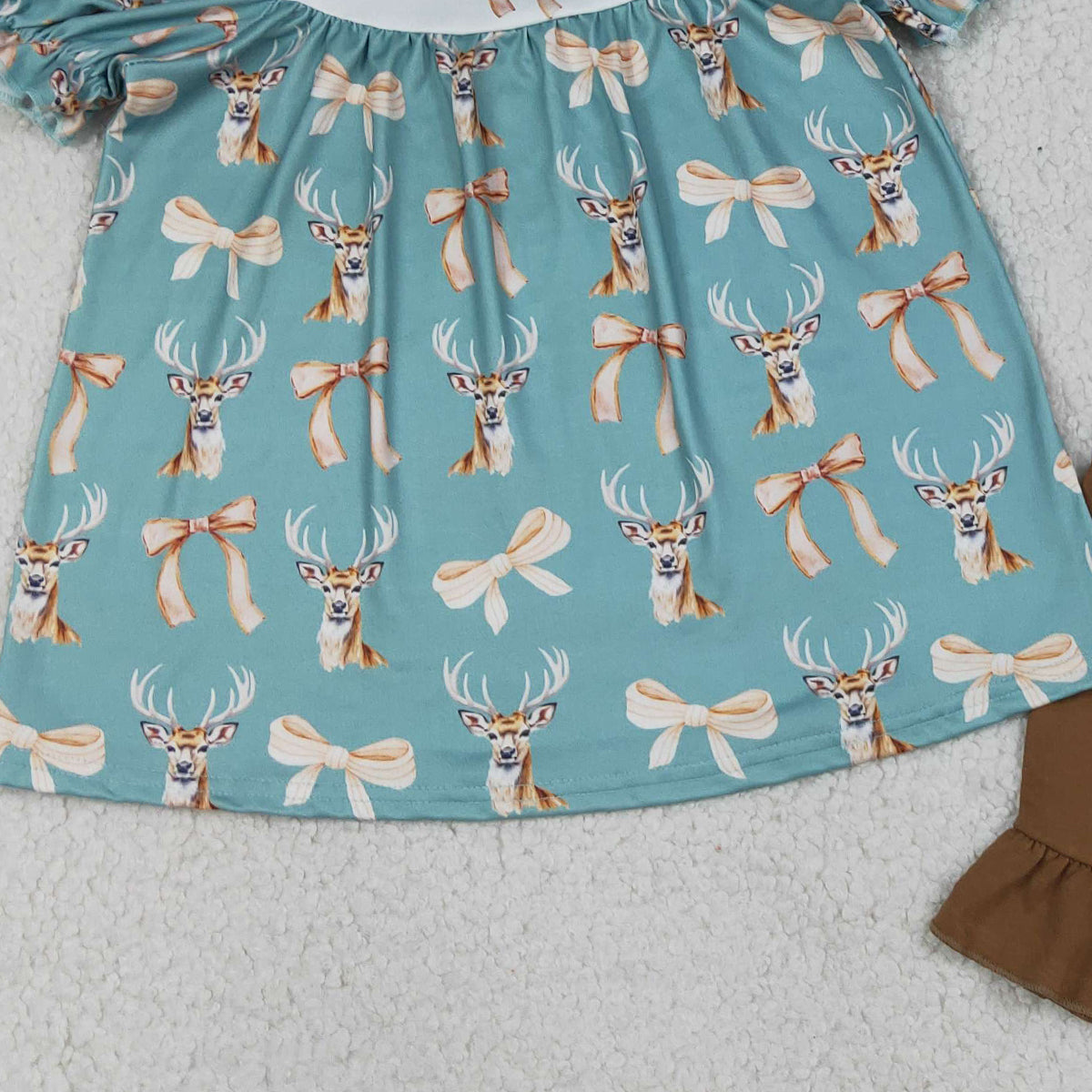 RTS NO MOQ GSSO3212 Baby Girls Hunting Outfit with Bow Deer Duck Tunic And Ruffle Shorts Set for Little Ones