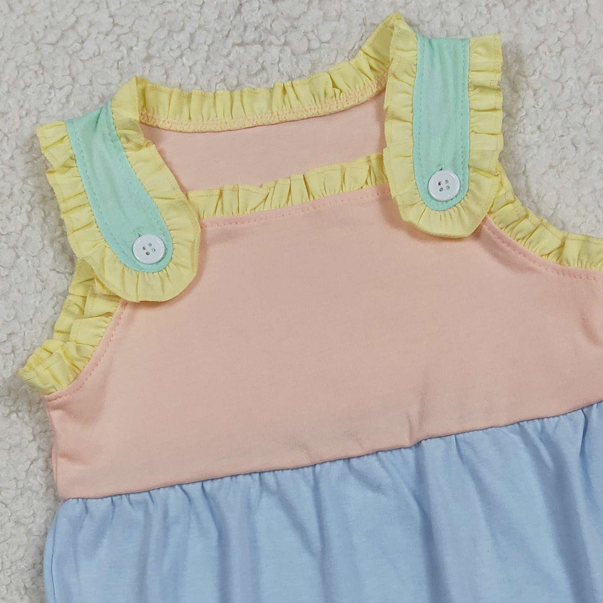 RTS NO MOQ SR3772 Baby Girls Sleeveless Rompers Pink Blue Ruffle