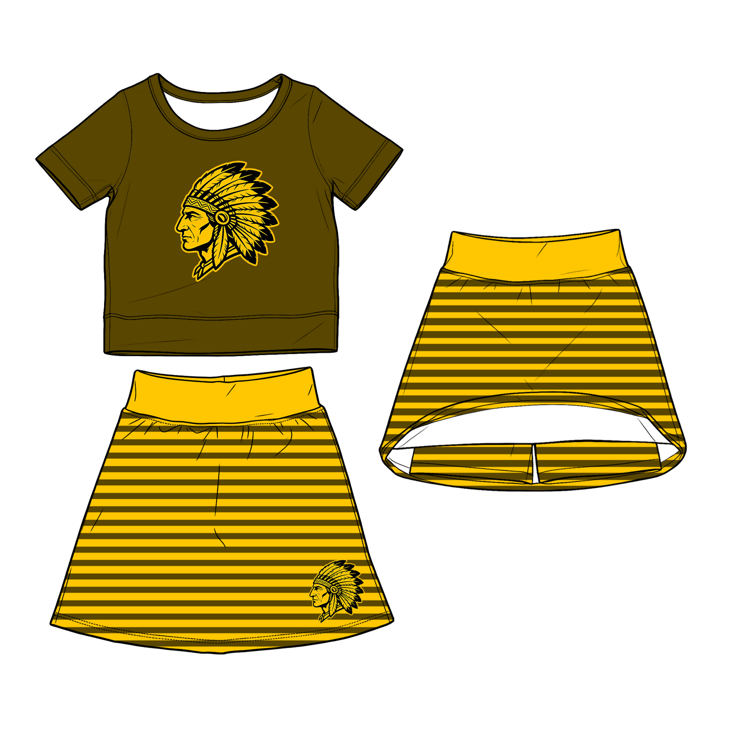 custom moq 5 mix size XY070101 Baby Girls Summer Short Sleeve Top Striped Skirt Cute Set