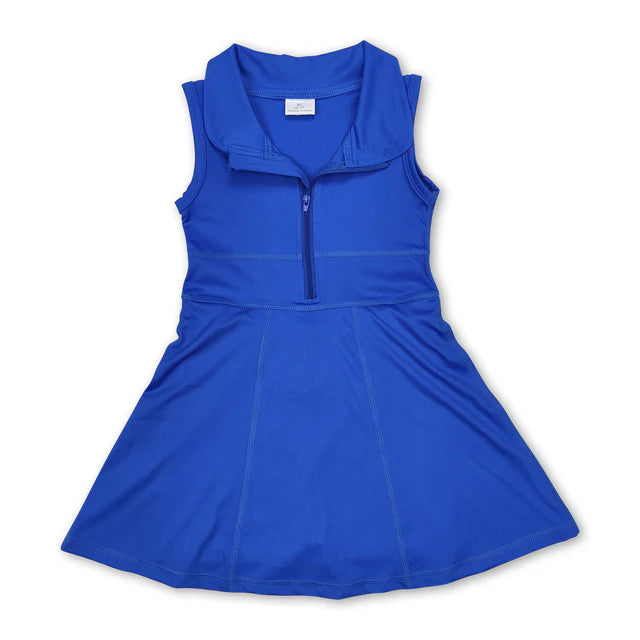 RTS NO MOQ Sibling Baby Girls Athletic Zip Active Wear Work Out Dresses