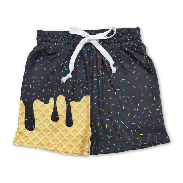 RTS NO MOQ（In Stock)Baby Boys Red Sprinkle Drip Team Shorts Bottom