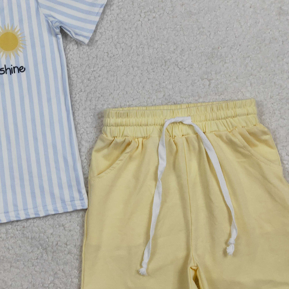 RTS NO MOQ BSSO1734 Baby Boys 'You Are My Sunshine' Striped Top with Pockets And Shorts Clothing Set