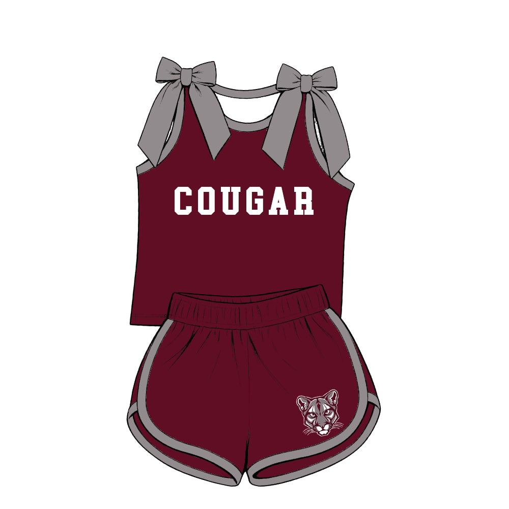 custom moq 5 mix size XY071501 Baby Girls Bow Sleeveless Tank Top Shorts Summer Team Outfit