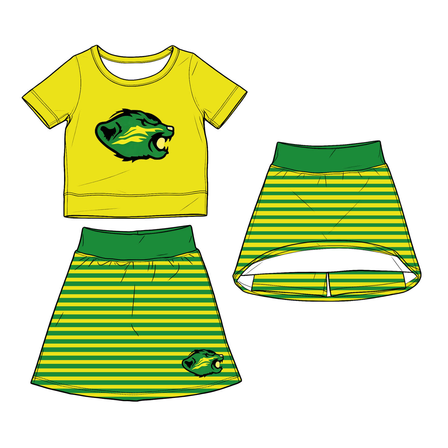 custom moq 5 mix size XY070101 Baby Girls Summer Short Sleeve Top Striped Skirt Cute Set