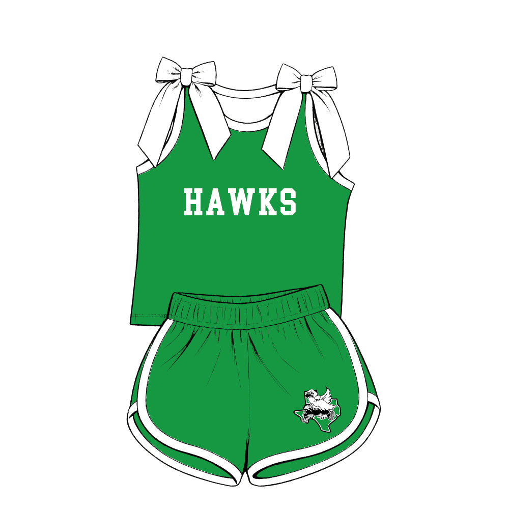 custom moq 5 mix size XY072001 Baby Girls Bow Sleeveless Letter Printed Top Shorts Summer Team Set