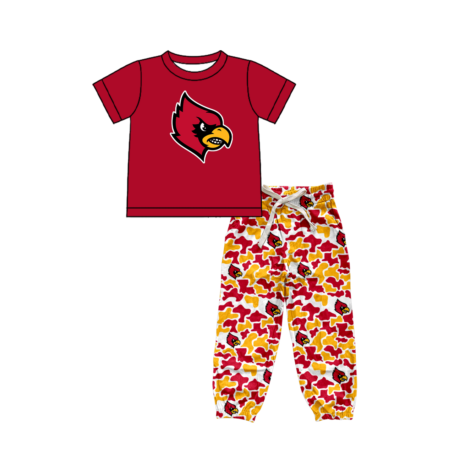 custom moq 5 mix size XY062601 Baby Boys Short Sleeve Top And Camouflage Drawstring Waist Pants Clothes Set