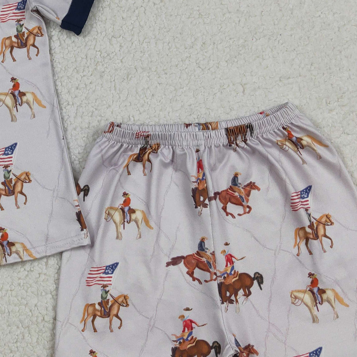 RTS NO MOQ BSSO1497 Baby Boys 4th of July Pajamas Set Button Top Short Outfit