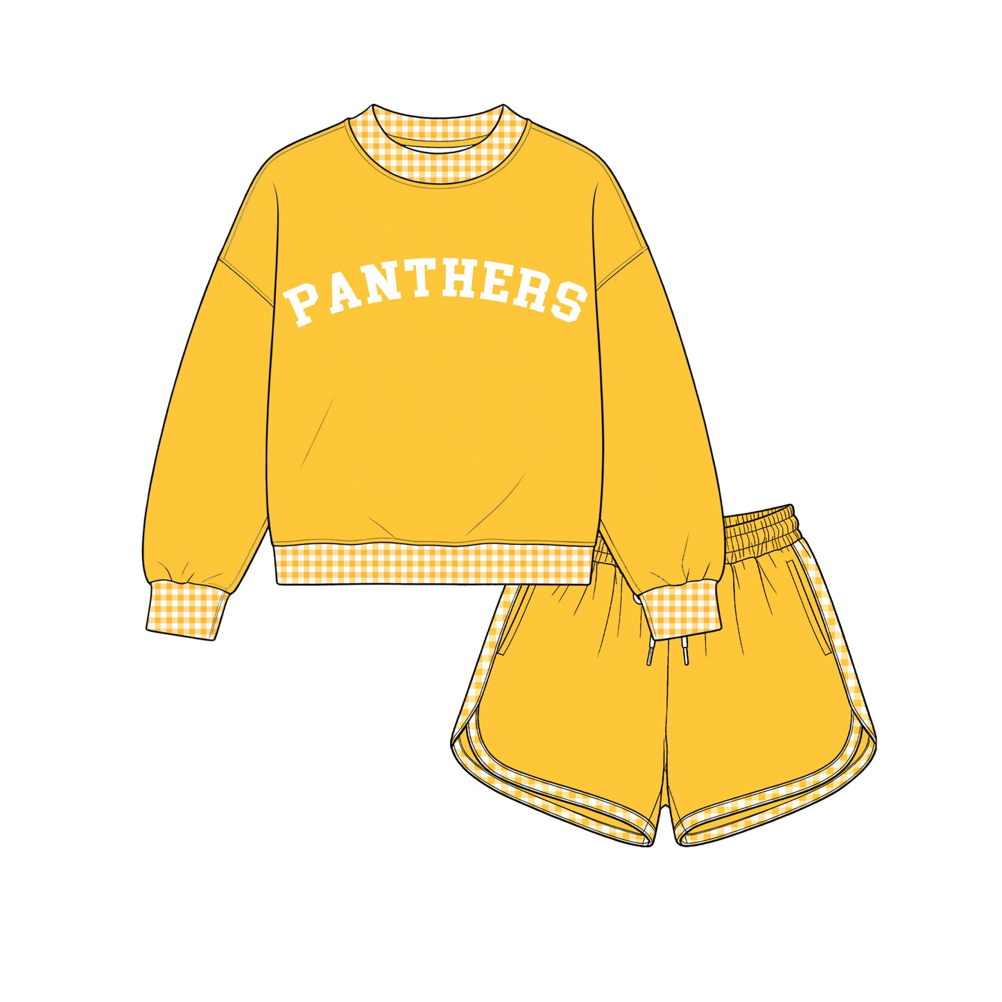 custom moq 5 mix size XY072201 Baby Kids Letter Print Checked Long Sleeve Top Shorts Team Clothes Set