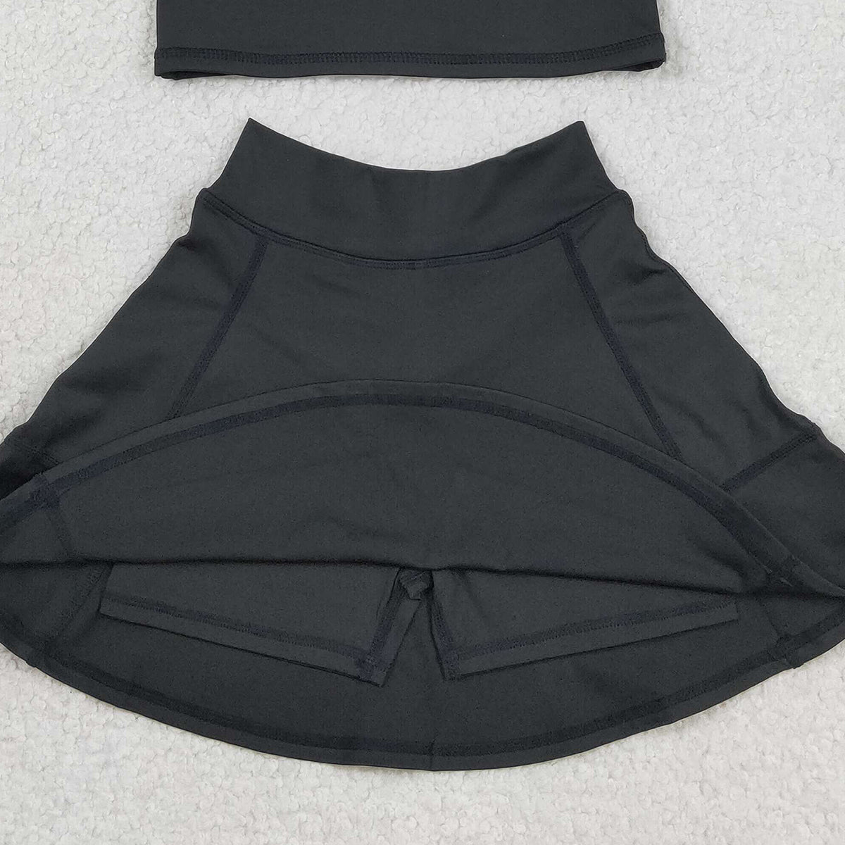 RTS NO MOQ GSD1982 Baby Girls Black Vest Top Yoga Sports Skorts Outfit Set Cute Active Wear Clothing