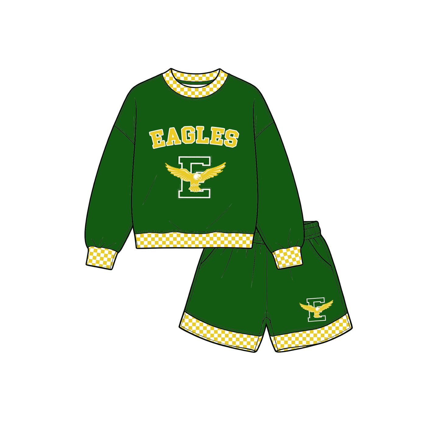 custom moq 5 mix size XY072101 Baby Kids Letter Print Long Sleeve Top Shorts Team Clothes Set