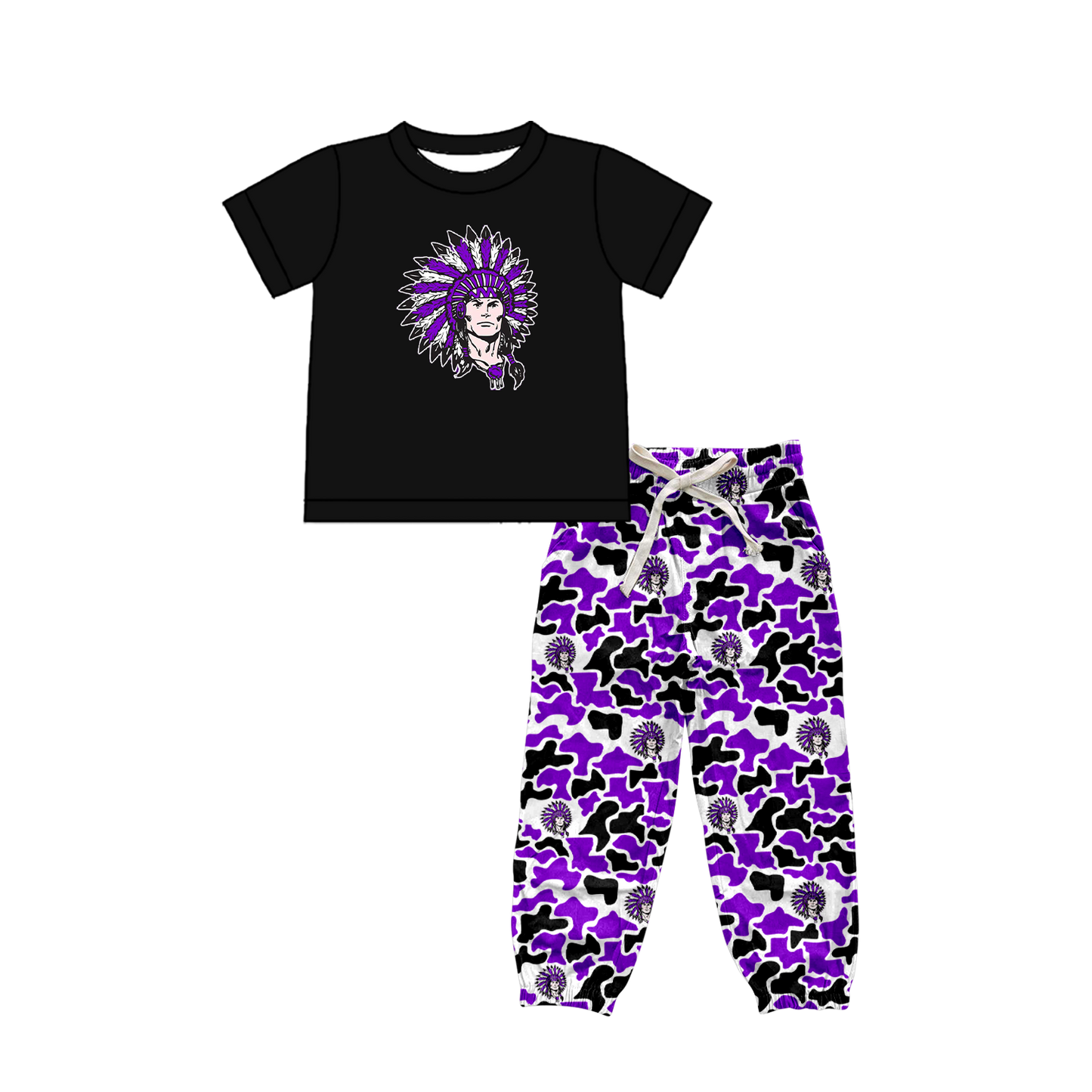 custom moq 5 mix size XY062601 Baby Boys Short Sleeve Top And Camouflage Drawstring Waist Pants Clothes Set